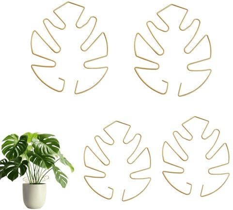 ENAESLOT 4 PCS Monstera Support,Monstera Plant Support,Iron Stem Holder, Plant Holder,Holder Turtle Shell Clamp Set for Thriving Growth Plant (Gold)