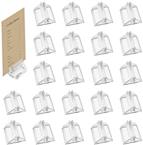 SHBAOCH 50 Stück Kartenständer Kunststoff, Transparent Tischkartenhalter Kartenhalter, Plastic Tischkartenhalter Kleiner für Visitenkarten Fotos Memos Party