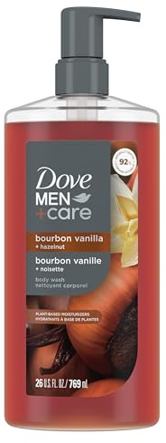 DOVE MEN Bourbon Vanilla + Hazelnut Moisturizing Body Wash | #1 Dermatologist Body Wash for Men, Sulfate Free, Paraben Free, & Dye Free | 26oz