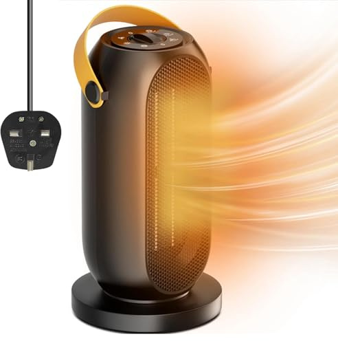 Portable Space Heater, Electric Heater Fan | Energy Efficient Electric Heaters,600/1200W PTC Ceramic Heater with Tip-Over&Overheat Protection,90°Oscillation,6 Modes