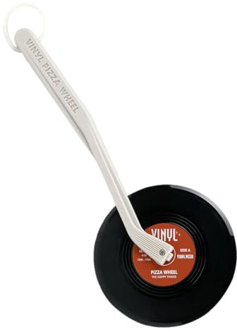 Vintage Vinyl Record Pizza Wheel Cutter Novelty Kitchen Gadget for Baking | Smooth rolling blade for clean cuts, ideal for gifting, compatible with pizza ovens, durable and easy for daily kitchen use