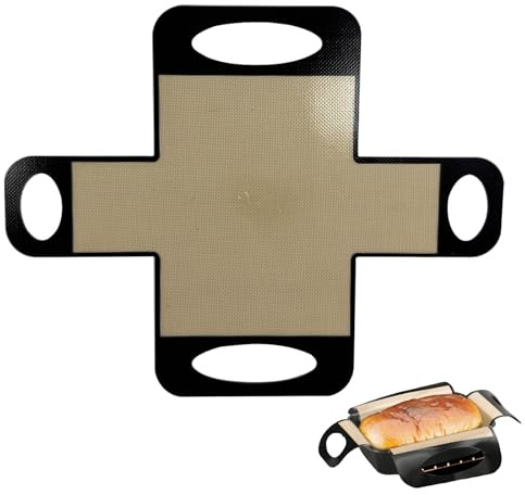 Reusable Silicone Loaf Pan Liners for 9x5 Bread Pans (1.5 lb) - Non-Stick Baking Mat & Easy Clean Dough Transfer Tool with 4 Handles - Odor-Free Silicone Pan Lifter (90g)