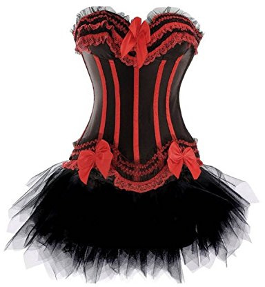 less is more Corsé de Satén + Falda de Tul NEGRO/ROJO (123), multicolor, 36-38