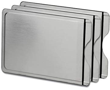 BMK Innovationen CardTresor Color Kartenschutzhülle aus Edelstahl, 3er-Set Edelstahl, RFID/NFC-Schutz