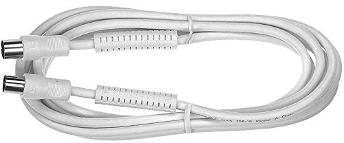 Axing BAK 752-00 Câble coaxial de raccordement avec fiche IEC et avec ferrite filtre antiparasite 7,5 m blanc