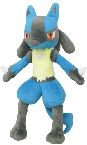 Sanei Pokemon All Star Series Lucario - Peluche de 12 Pulgadas, Negro, Azul (PP12)
