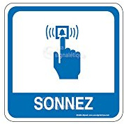 AUA SIGNALETIQUE - Plaque de porte Sonnez PvcSign avec double face adhésif