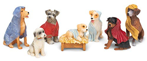 Canine Creche Dog Nativity Scene Decoration, 7 Piece Set