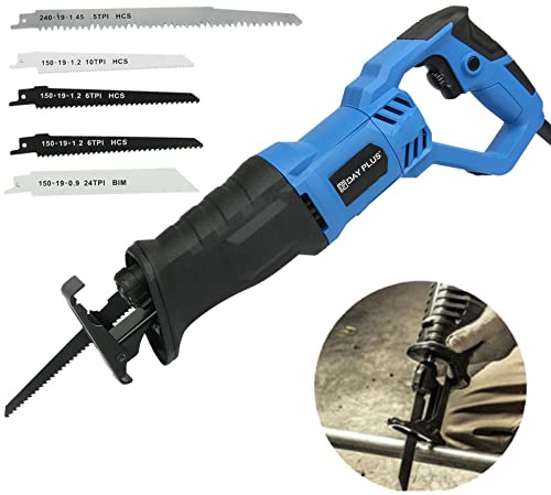 Powerful Reciprocating Saw 900W, 240V Electric Corded Sabre Saw 0-2800rpm Variable Speed Electric Saw, 5 PCS Saw Blades, Tool-Free Blade Change, Reciprocating Saw for Cut Wood, Plastic and Soft Metal