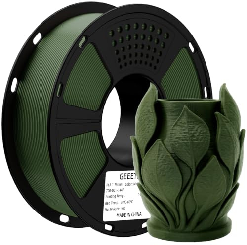 GEEETECH Matte PLA Filament, 3D-Drucker PLA Filament 1 kg Spule, Genauigkeit +/- 0,03 mm, olivgrün