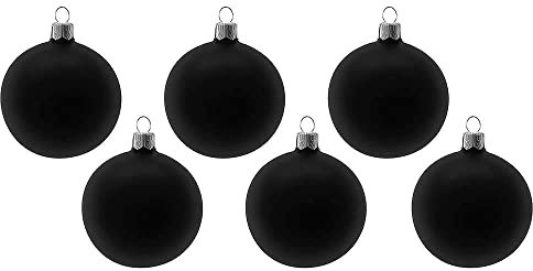 Christbaumkugeln Schwarz matt 6 Stück Echt Glas Weihnachtsbaumkugel