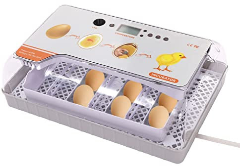 Inkubator Ei Vollautomatischer Inkubatoren Brutmaschine Hühnereier Automatischer Hühnerbrutkasten Heimbrutkasten Huhn 20 Eier Inkubatoren mit LED-Anzeige&LED Lampe