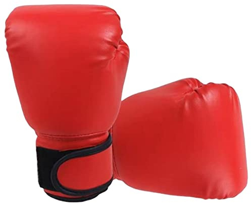 JISADER Gants de Boxe en Cuir PU pour Entraînement Professionnel, Enfant Rouge