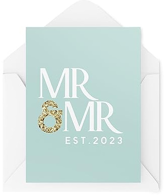 Tongue in Peach Hochzeitskarten für schwule Paare – Brautpaare Karten – Mr & Mr Established 2023 – Hochzeitskarte – Glückwunschkarten – LGBT-Hochzeit – CBH1799