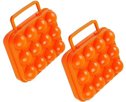 Tragbare Eierbox 2 Stück aus Pp, Orange, Bruchsicher | Stoßschutz für Eier, Geeignet für Grill und Wandern, Kompakte Aufbewahrung Unterwegs