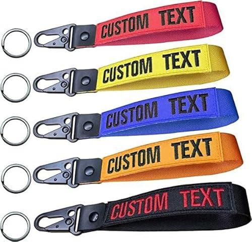 2 Personalisierte Armband-Schlüsselanhänger, bestickte Schlüsselbänder | 21.5x2.5cm, Mehrfarbig, Personalisiertes Geschenk, Schlüsselanhänger für Zimmer, Rucksack,Gepäck