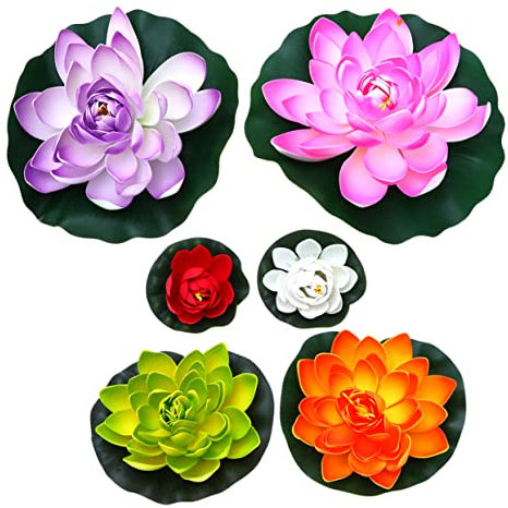 BESPORTBLE Ornamente 6st Künstliche Wasserpflanze Künstliche Wasserblume Seerose Simulation Wasserblume Künstliche Wasserpflanzen Teich Schwimmende Blumen Kunstblüten Die Blumen Lotus