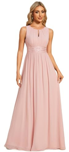 Ever-Pretty Robe de Soirée col Rond sans Manches Jupe Trapèze Robe Mousseline Femme Tenue Soiree Femme Chic ES01955
