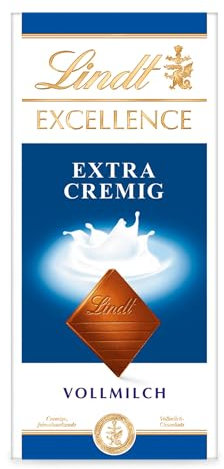 Lindt EXCELLENCE Extra Cremig - Vollmilchschokolade | 100 g Tafel | Zartschmelzende Edel-Milchschokolade mit cremig-milchigem Aroma | Intensiver, langanhaltender Geschmack | Schokoladengeschenk