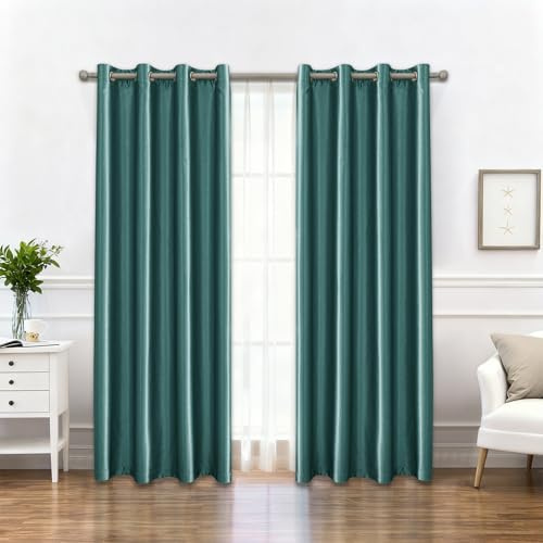 Ystyle Blackout Curtain mit Ösen 2er Set, 140×240 cm, Dunkelgrün | Moderne Verdunkelungsvorhänge, Thermovorhang Hitzeschutz, Weiche Gardinen Blickdicht für Wohnzimmer Schlafzimmer
