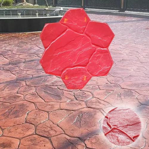 Moldes Hormigon Impreso Sellos de Hormigón 74 × 74 Cm Textura de Piedra, Esteras de Textura de Bordes de Paisaje de Bloque de Piso, PU Molma de Presión de Concreto para Acabados de Patrones de Bricola