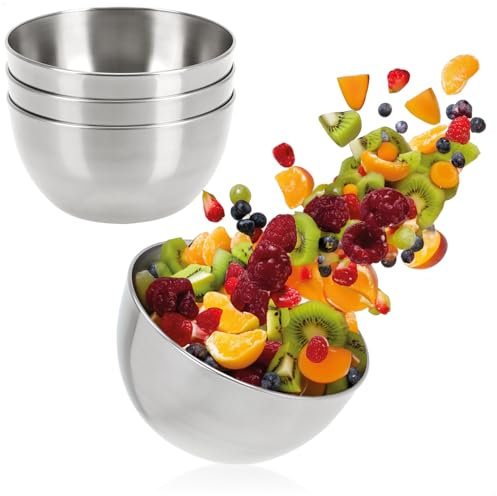 com-four® 4x tazón de metal - tazón para servir para salsas, refrigerios, entrantes o postres - tazón para postre - tazón decorativo - tazón para servir - tazón para dulces (4 piezas - Ø 14cm)