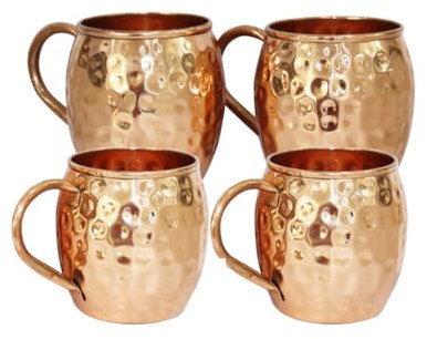BRACOP® Kupferbecher, Kupferkrug, Kelchgläser, Trinkglas-Set (2 Stück), reines Kupfer Ayurveda Moscow Mule, Becher, Glas für Cocktails Wien kupferbecher mit kanne Gläser-Set, Trinkflasche, Glaswaren