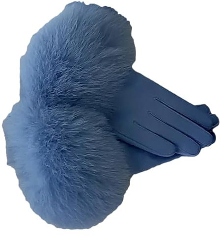 Lederhandschuhe mit Damenhandschuhen, Damen-Fahrhandschuhe, blau, One size