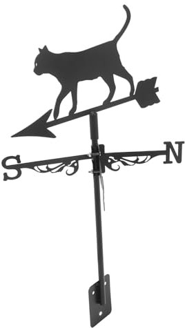 ibasenice Wetterfahne Katze Ölwindfahne draußen gerichtet Wetterfahne Vintage Weg Garten Hof Wetterwagen für den Hof Hofdekoration Windanzeige Rostfreier Stahl Black