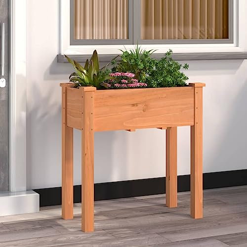 Iiaky Jardinière avec Doublure Marron 71x37x76cm Bois Massif de Sapin,Jardiniere sur Pieds,Bac avec Treillis,Jardiniere Terrasse
