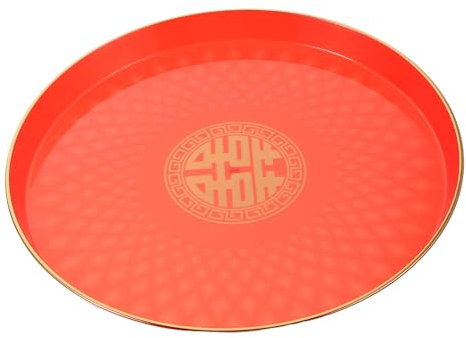 Rond Plateau en Acrylique Rouge de Mariage pour Célébrations Chinoises