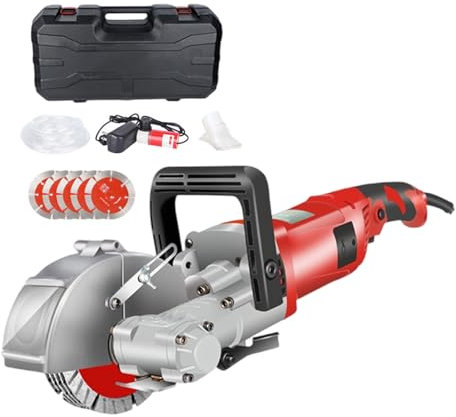 YXYLJOZ Machine de rainurage de Mur électrique 4000W, Machine de rainurage de béton électrique pour la Coupe de rainures de béton de marbre de rainurage 7500r / Min (Red)