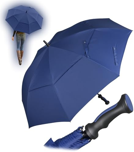 iX-brella 130 cm XXL Fiber-Golfschirm Automatik doppeltes Dach mit Ventilationsbezug