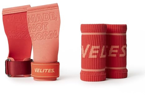 Velites Quad Pro Sporthandschuhe mit doppellagigem Mikrofaser-Schicht, 2,9 mm, Koralle, L, sichere Griffigkeit mit Magnesium, mit Handgelenk-Bandagen, Verwendung an Ringen, Stangen, Gewichten und