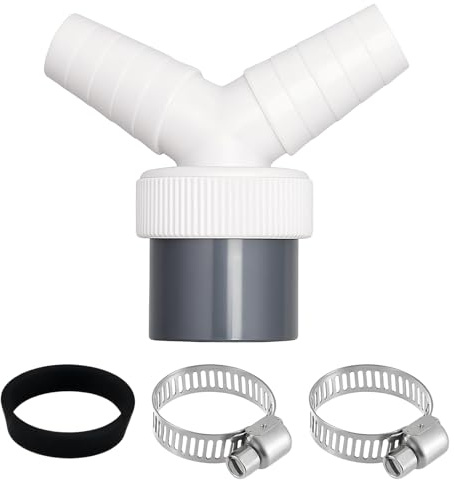 Drain Adaptor for Dishwasher and Washing Machine, Universal Waste Pipe Splitter Y Adaptor 40mm Outlet, Washing Machine Pipe Connector with 2 Hose Clamps for Dishwasher & Dryer