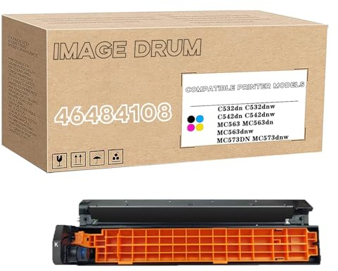 Tamburo Compatibile Per OKI 46484108 46484107 46484106 46484105 Tamburo Immagine, Grande Capacità Di Lavoro Per C532dn C542dn MC563 MC573DN, Alta Resa 30.000 Pagine Black