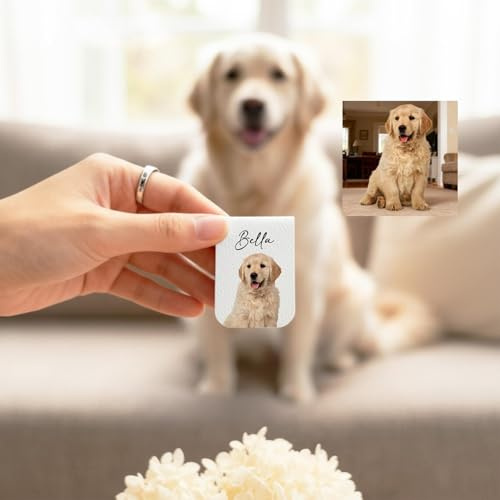 Magnetisches Haustier-Lesezeichen, personalisiertes Katzen- oder Hunde-Foto-Lesezeichen, einzigartiges Geschenk für Buchliebhaber und Leser, Haustier-Bilderbuch-Zubehör, Geschenk (1 Stück)