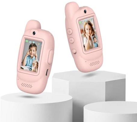 Lurowo Talkies-walkies vidéo enfants, 2 packs de talkies walkies rechargeables à écran bidirectionnel, avec conversion vocale et fonction Écran D'affichage, adaptés aux garçons et filles de 3 à 12 ans