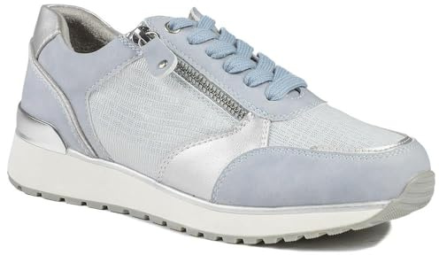 Wide Fit Zip & Lace Cushioned Trainers - Blue Size 6