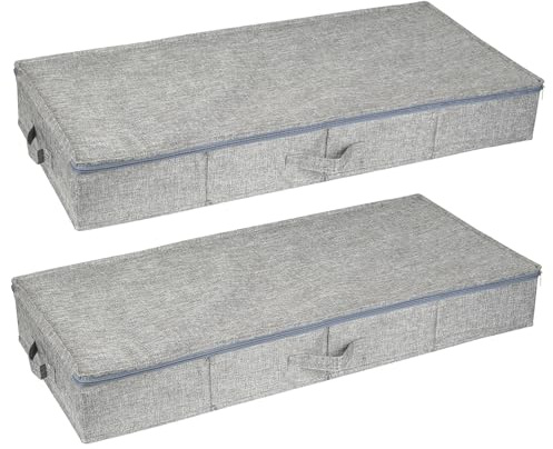 2 Stück Unterbett Aufbewahrungsbox Unterbettbox, Unterbettkommoden mit Deckel, Faltbar Bettkasten Aufbewahrung Unterm Bett, Unter Bett Aufbewahrungskisten für Kleidung Bettwäsche(85 x 40 x 12 cm)