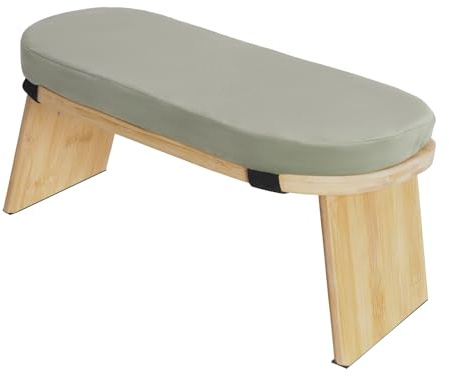 MEHOOSPVN meditationsbänkar meditationsbänk, hopfällbar meditationspall med bekväm kudde, ergonomisk bambu yogapall för knä bön avancerad övning, stabil bärbar