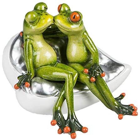 Formano 717689 Dekofigur lustiges Froschpaar küssend auf einem Stuhl | Dekofrosch lustig witzig 15cm