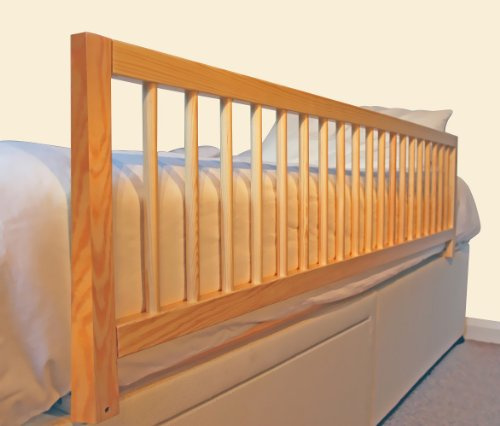 Safetots Extra Breiter Holzbettschutz, Natur, 38cm hoch x 140cm breit, Bettgitter, Sicheres Kinderbettgeländer, Vormontiert, Einfache Installation