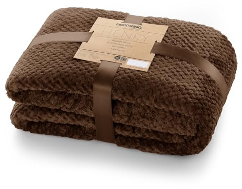 DecoKing Plaid en Microfibre, très Doux, Couverture Douillette, Style scandinave, pour Le Salon et la journée, Polyester, Marron, 70 x 150 cm