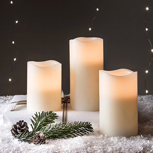 Lights4fun 6er Set LED Echtwachskerzen Timerfunktion LED Kerzen flackernde Flamme Klassisch batteriebetrieben Deko Wohnzimmer Stumpenkerzen elektrisch [Energieklasse A++]