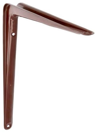 Amig - Soporte para Estantería de Pared - Escuadra en Acero - 300X250 mm - Color Marrón - Resistente hasta 40 Kg - Ángulo para Estantes - Soporte para Baldas - Fácil de Instalar