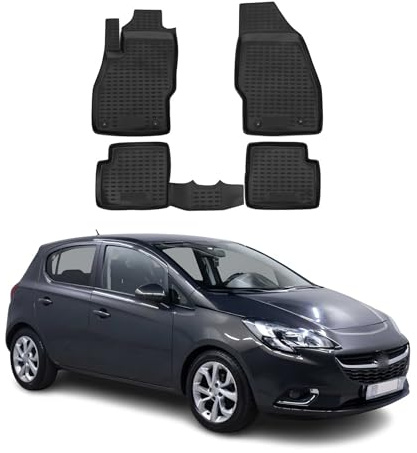 OMAC Fußmatten für Opel Corsa 2014-2019 TPE Schwarz 4X | Gummimatten, Automatten, Allwetter, fahrzeugspezifisches Produkt, Antirutsch, 3D-Passform, wasserdicht