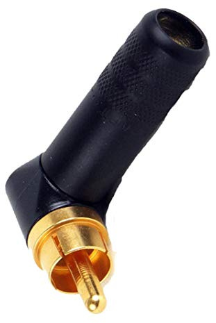 Switchcraft 3502RABAU Right Angle Cable MNT. RCA Plug Solder Terminal Gold/Black