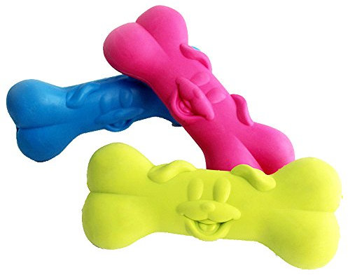Yowablo Gummi Haustier Spielzeug Knochen reflektiert Sound Toys Pet Dog Bite Toys (15 * 6.5cm,F)