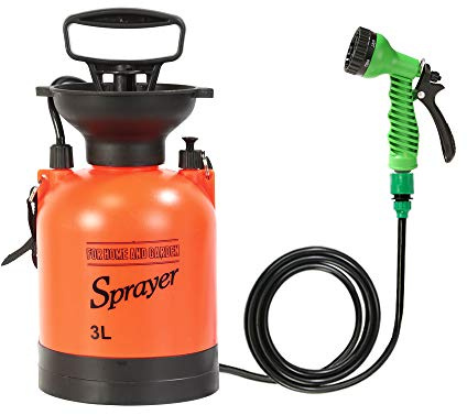 CLICIC 0.75 Gallon Pressure Sprayer with 7 Spray Modes, Camping Shower with Removable Hose and Shower Head for Camping Outdoor Traveling Hiking and Pet Bath